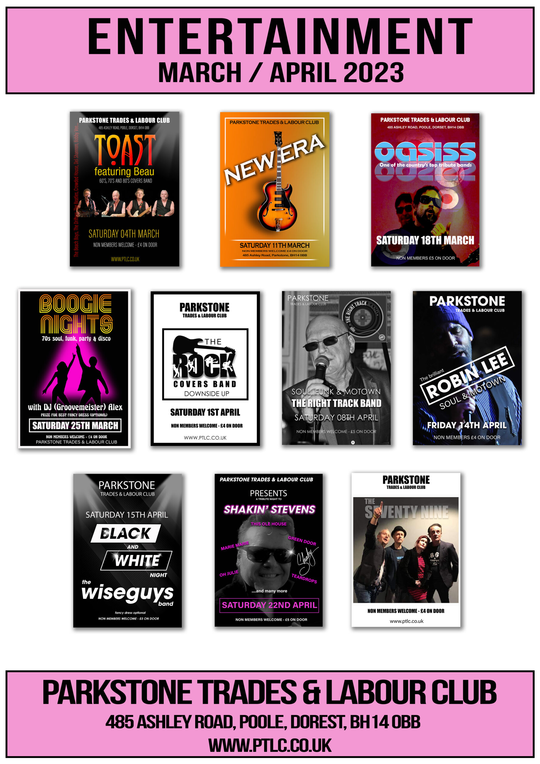 ENTERTAINMENT CALENDAR PARKSTONE TRADES & LABOUR CLUB